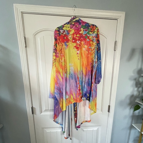 Colorful Floral Knit Kimono Large - Picture 2 of 5